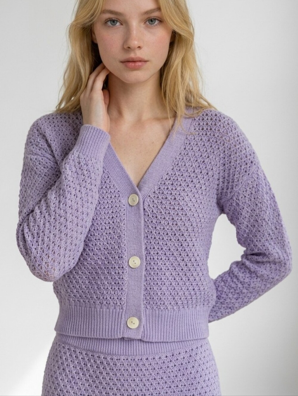 Madewell Open-Knit Cardigan Sweater Lavender Lilac Size XXS Oversized NWOT